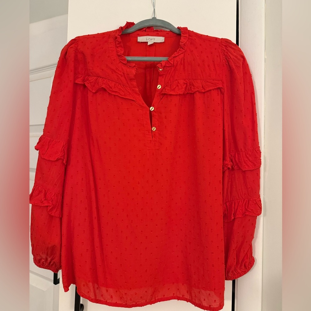 LOFT Women's Scarlet Ruffle Blouse